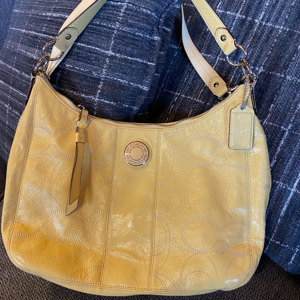 Yellow Coach Patent Leather handbag